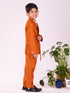 Boy's' White And Orange Shirt Blazer And Pant